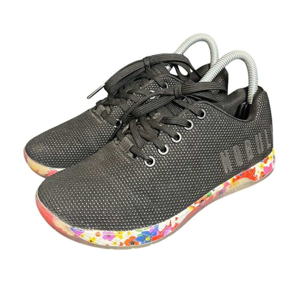 NOBULL Black Daisy Floral Trainer Low Top Sneakers Lifting Shoes Women's Sz 7